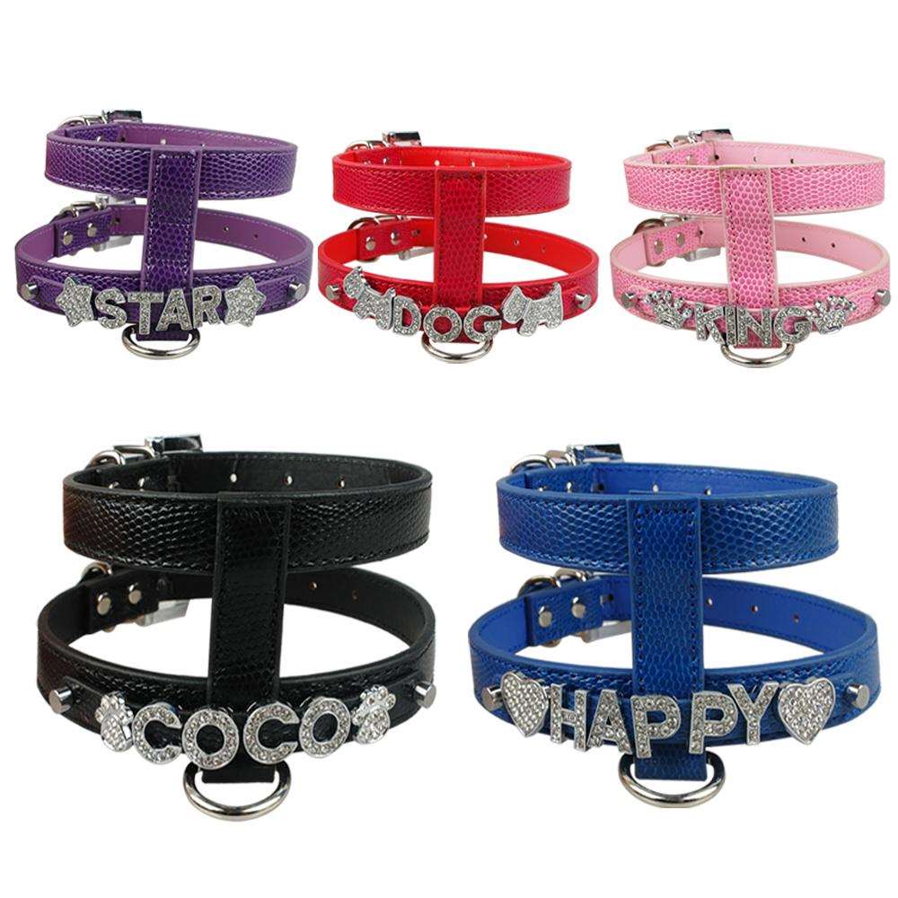 Pu Leather Snakeskin Dog Harness.