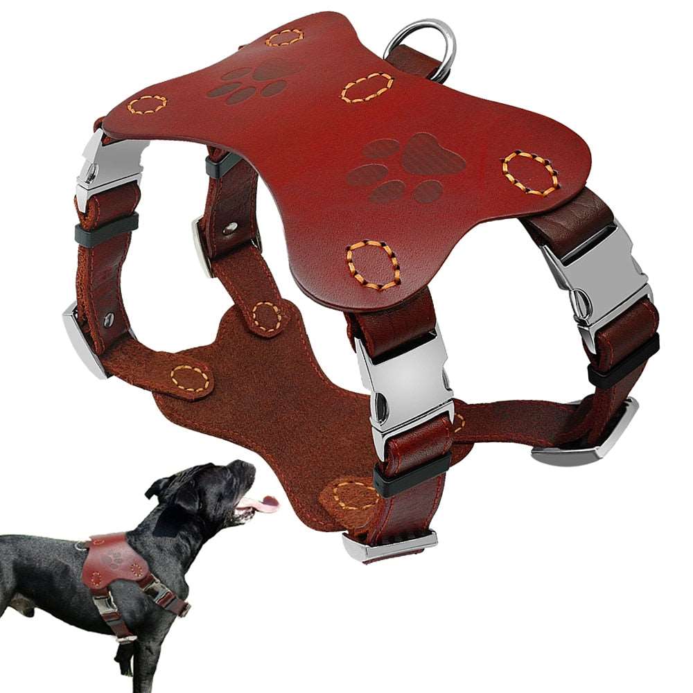 Large Dogs Genuine Leather Harness