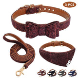 Leather Bow tie Dog Collar Set.