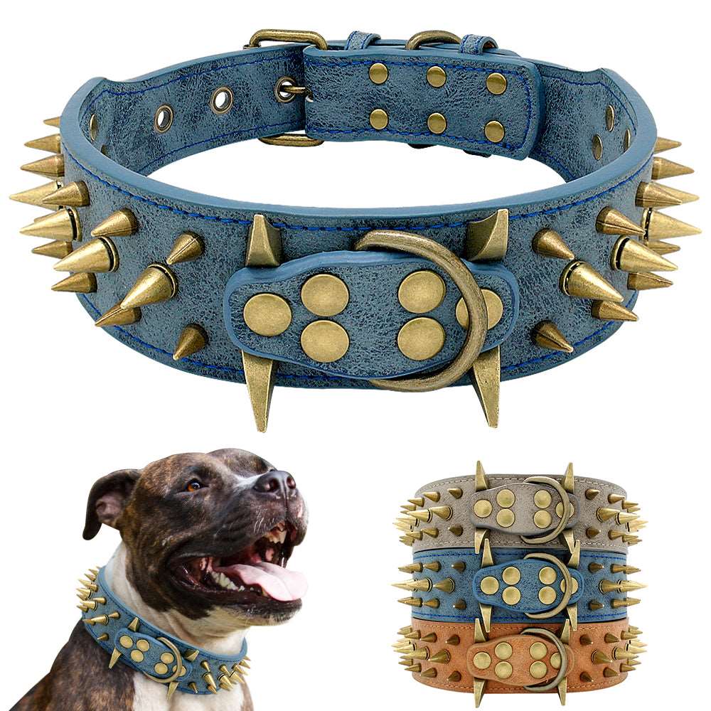 Dog Leather Spiked Collar.