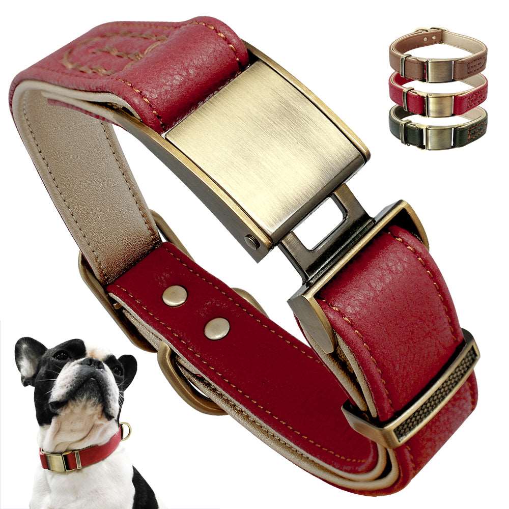 Leather Steel Buckle Dog Collar.