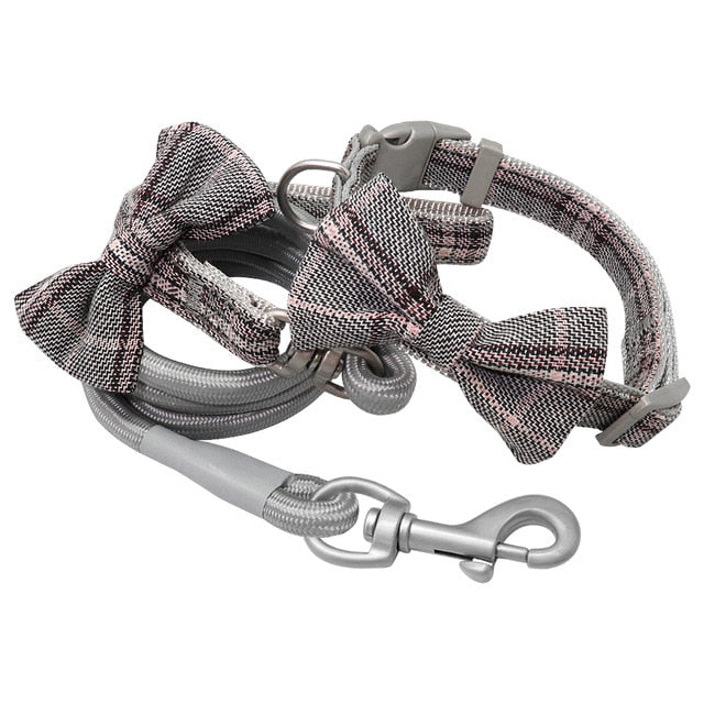 Plaid Adjustable Dog Collar Set.