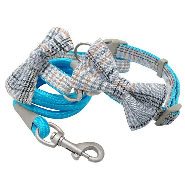 Plaid Adjustable Dog Collar Set.
