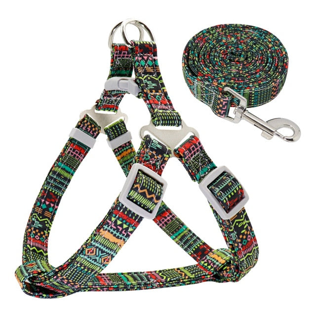 Tribal Style Adjustable Dog Harness Set.