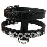 black Snakeskin Leather Dog Harness