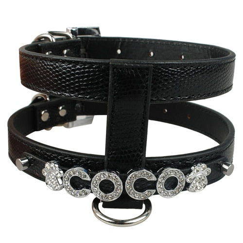 Pu Leather Snakeskin Dog Harness.