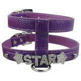 Pu Leather Snakeskin Dog Harness.