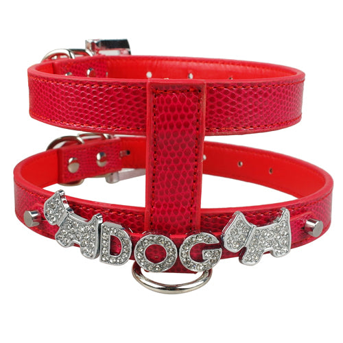 Snakeskin Leather Dog Harness