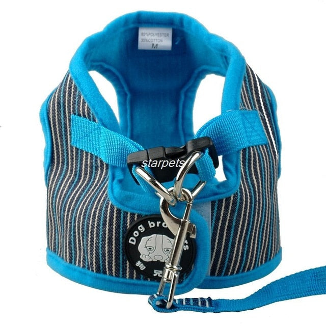 Dog Walking Striped Harness Set.
