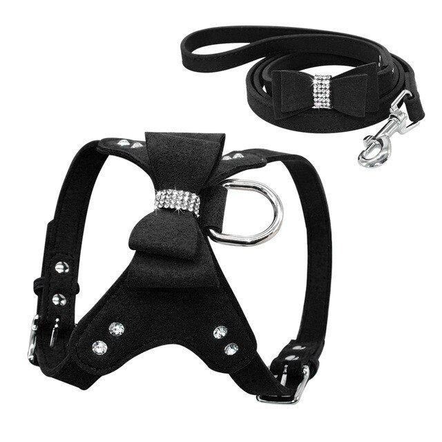 Soft Suede Leather Dog Harness.