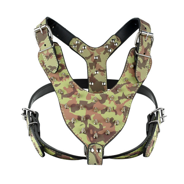 Leather Adjustable Dog Spike Harness.