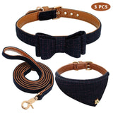 Leather Bow tie Dog Collar Set.