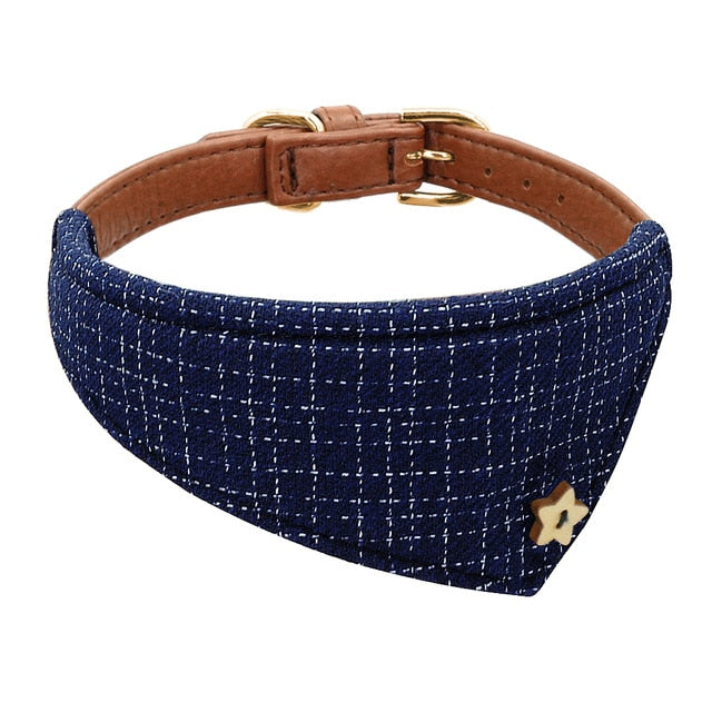Adjustable Leather Bandana Dog Collar.