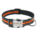 Reflective Stripe Nylon Dog Collar.