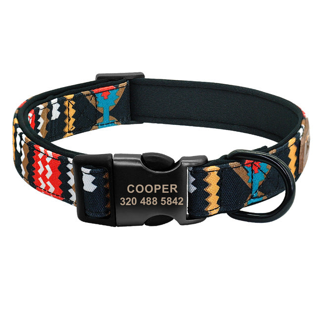 Printed Plaid Dog Collar.