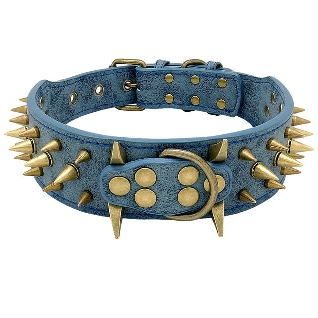 Dog Leather Spiked Collar.