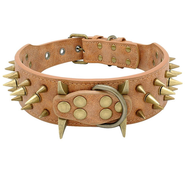 Dog Leather Spiked Collar.
