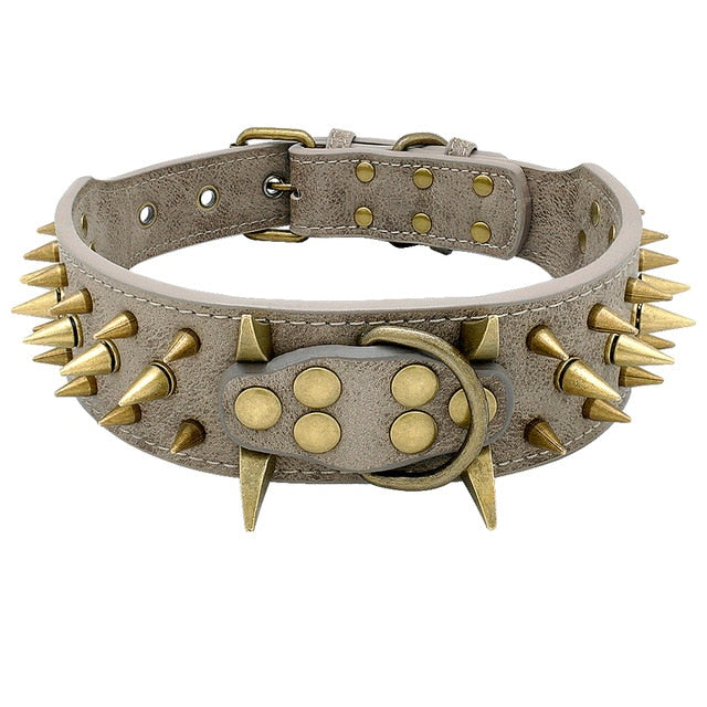 Dog Leather Spiked Collar