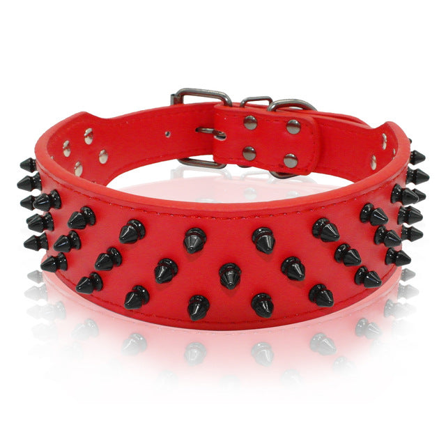 Dog Leather Spiked Collar.