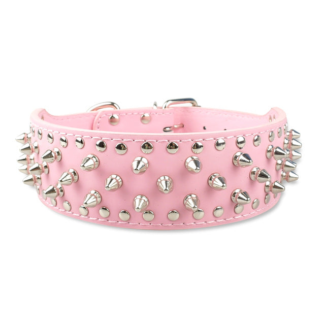 Dog Leather Spiked Collar.