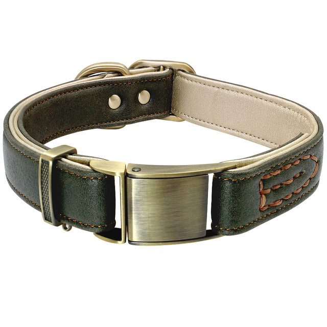 Leather Steel Buckle Dog Collar.