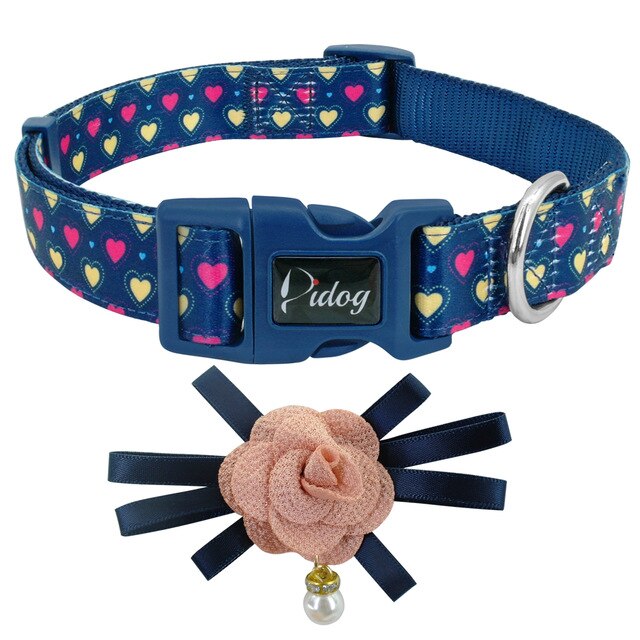 Floral Adjustable Nylon Dog Collar.