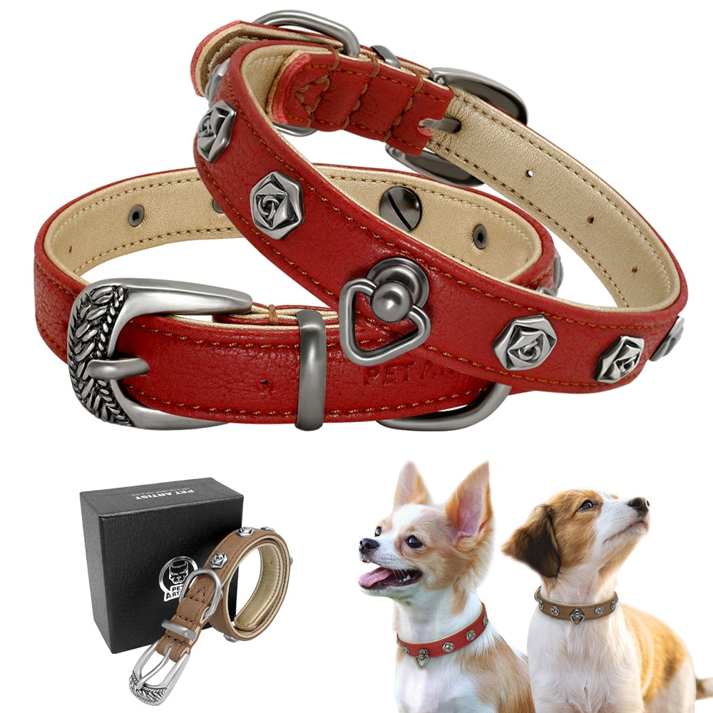 Stud Genuine Leather Dog Collar.