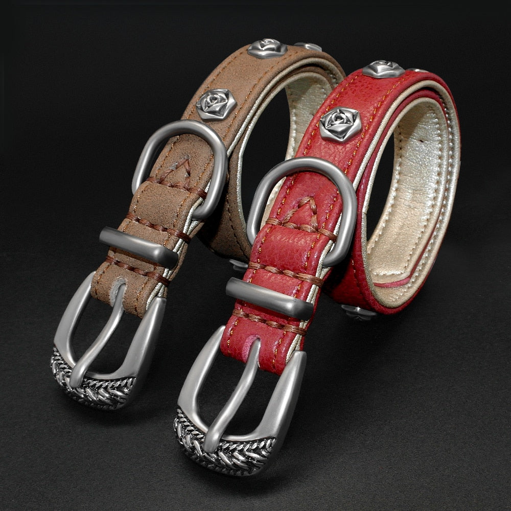 Stud Genuine Leather Dog Collar.