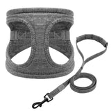 Denim Breathable Dog Harness Set.