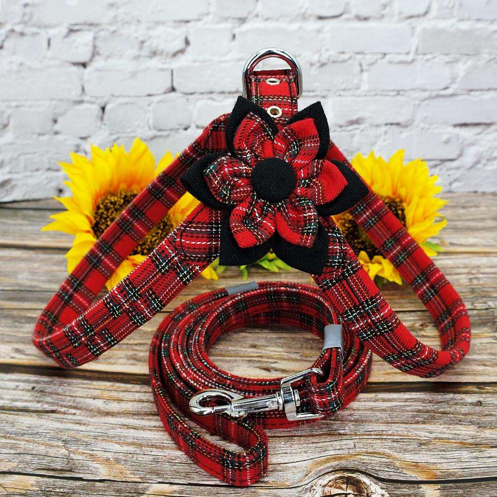 Plaid Pet Harness Vest Walking.