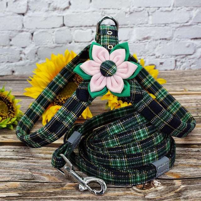 Plaid Pet Harness Vest Walking.