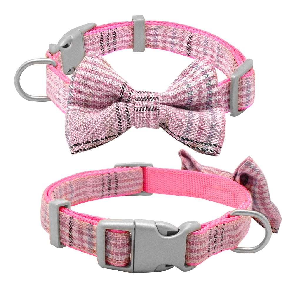 Plaid Adjustable Dog Collar Set