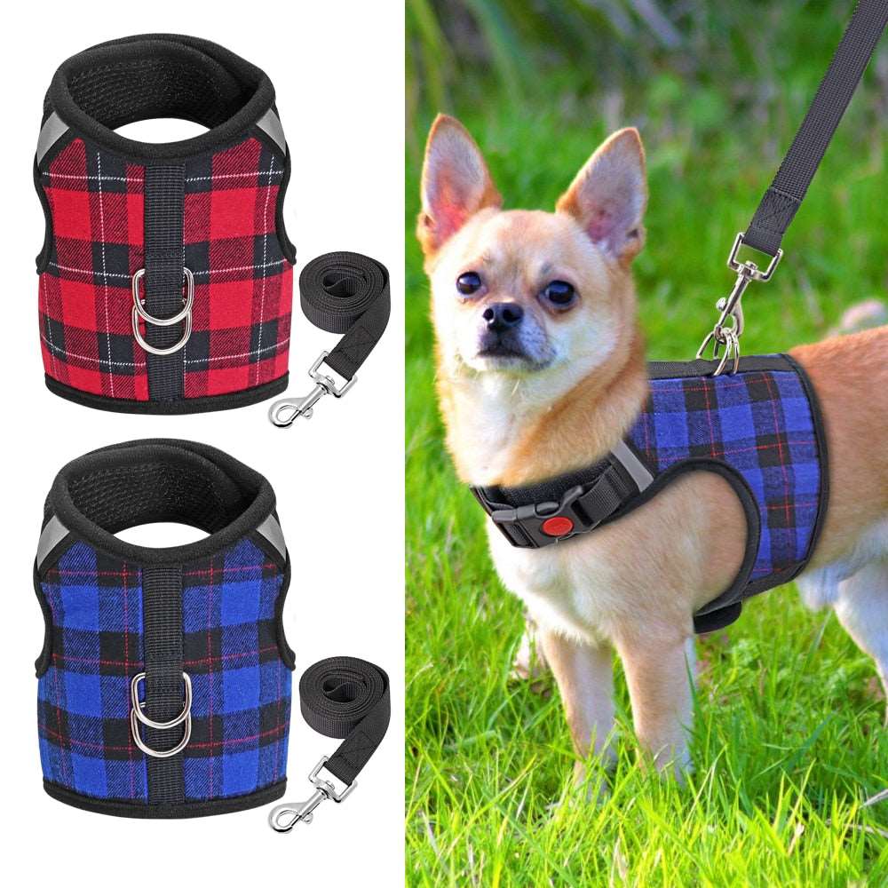 Plaid Style Dog Harness.