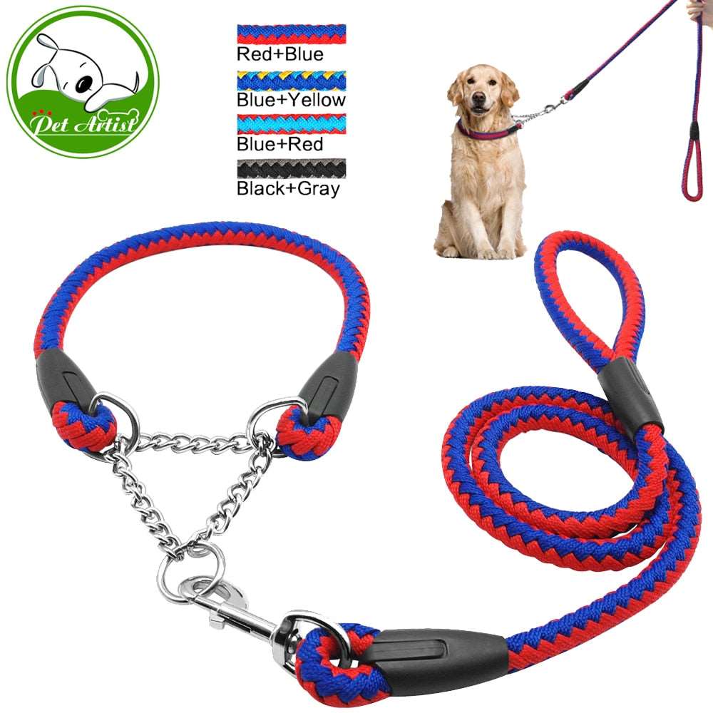 braided leather dog collars