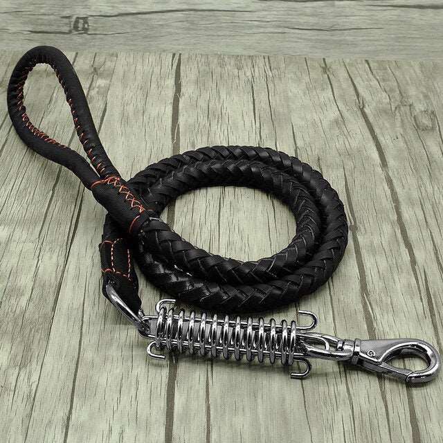 Leather Braided Training Dog Leash.