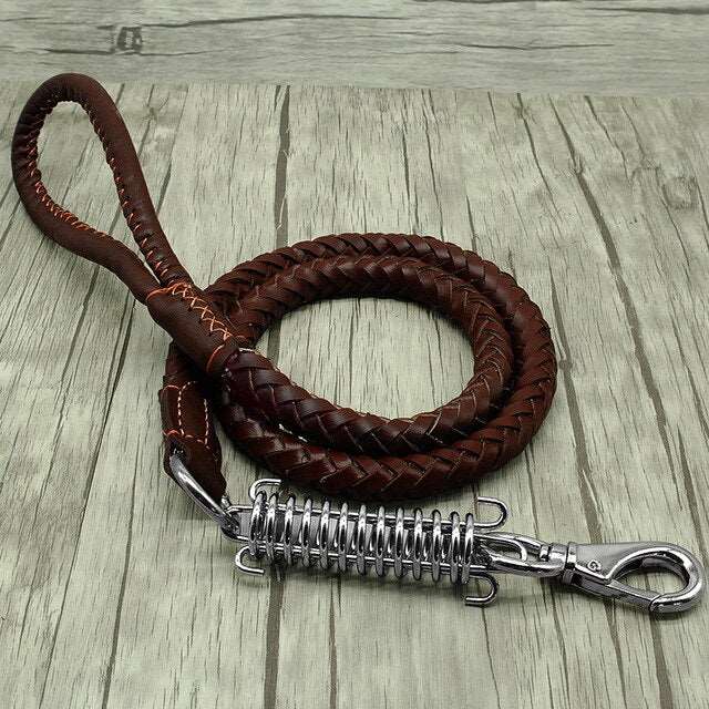 Leather Braided Training Dog Leash.