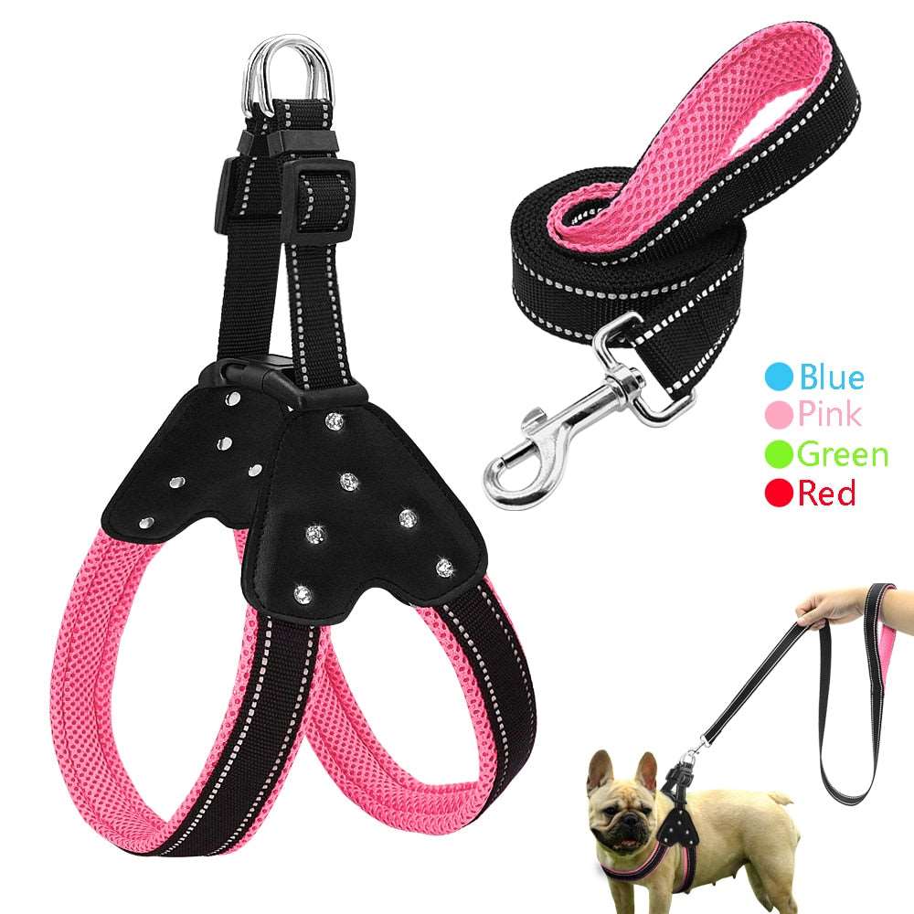 Reflective Rhinestone Dog Harness.