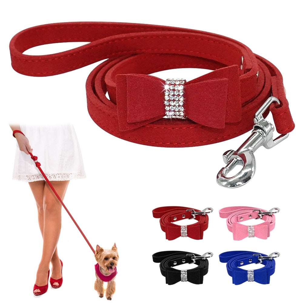 Bowknot Leather Dog Leash.