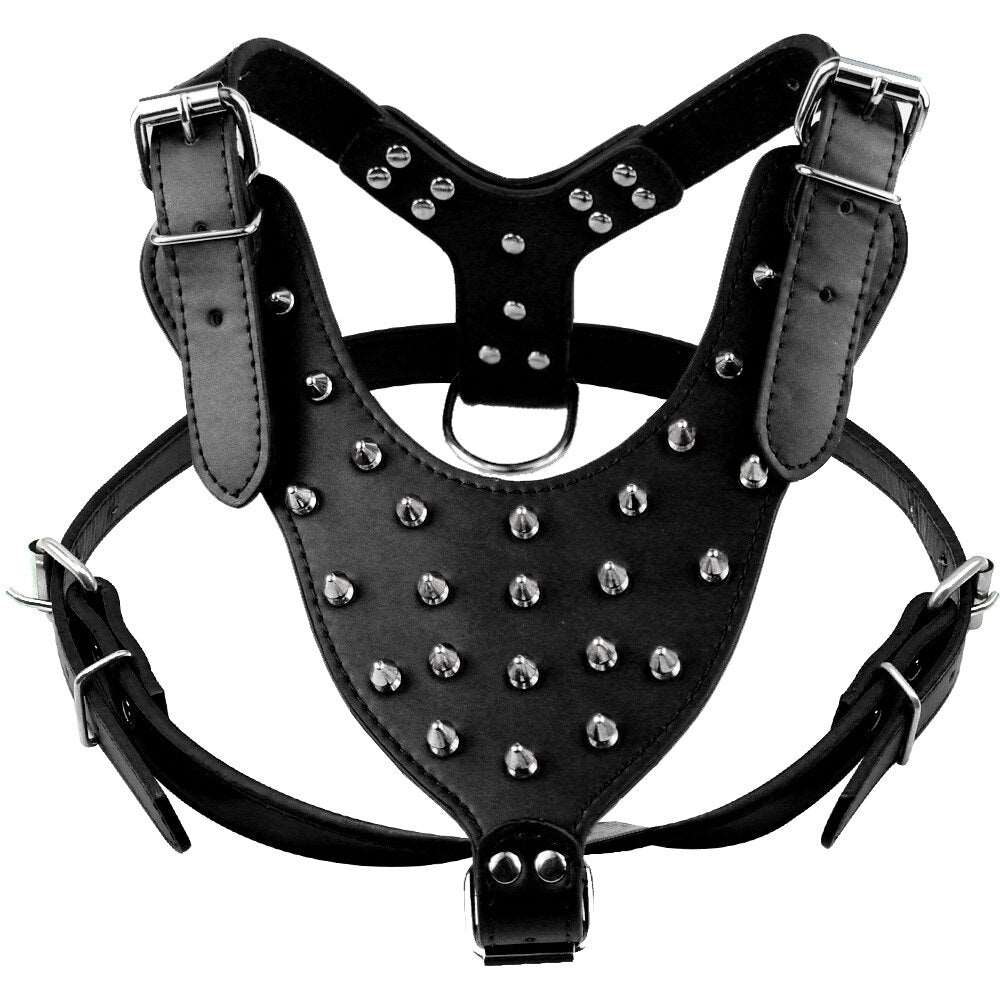 Leather Adjustable Dog Spike Harness.