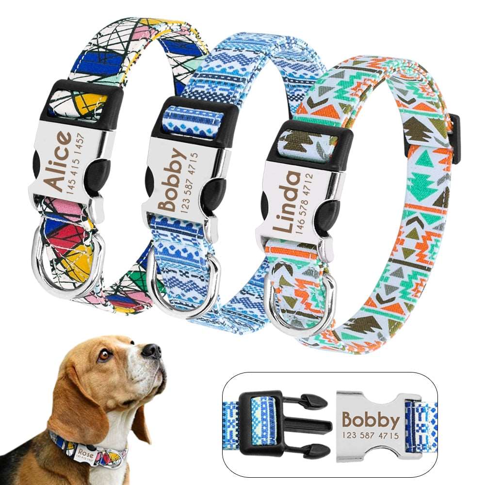Custom Zig Zag Printed Dog Collar.