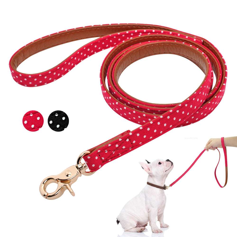 Dotted Leather Dog Leash.