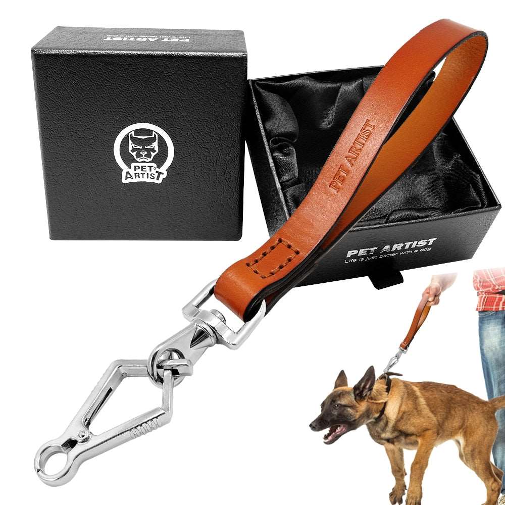 Leather Short Dog Leash.