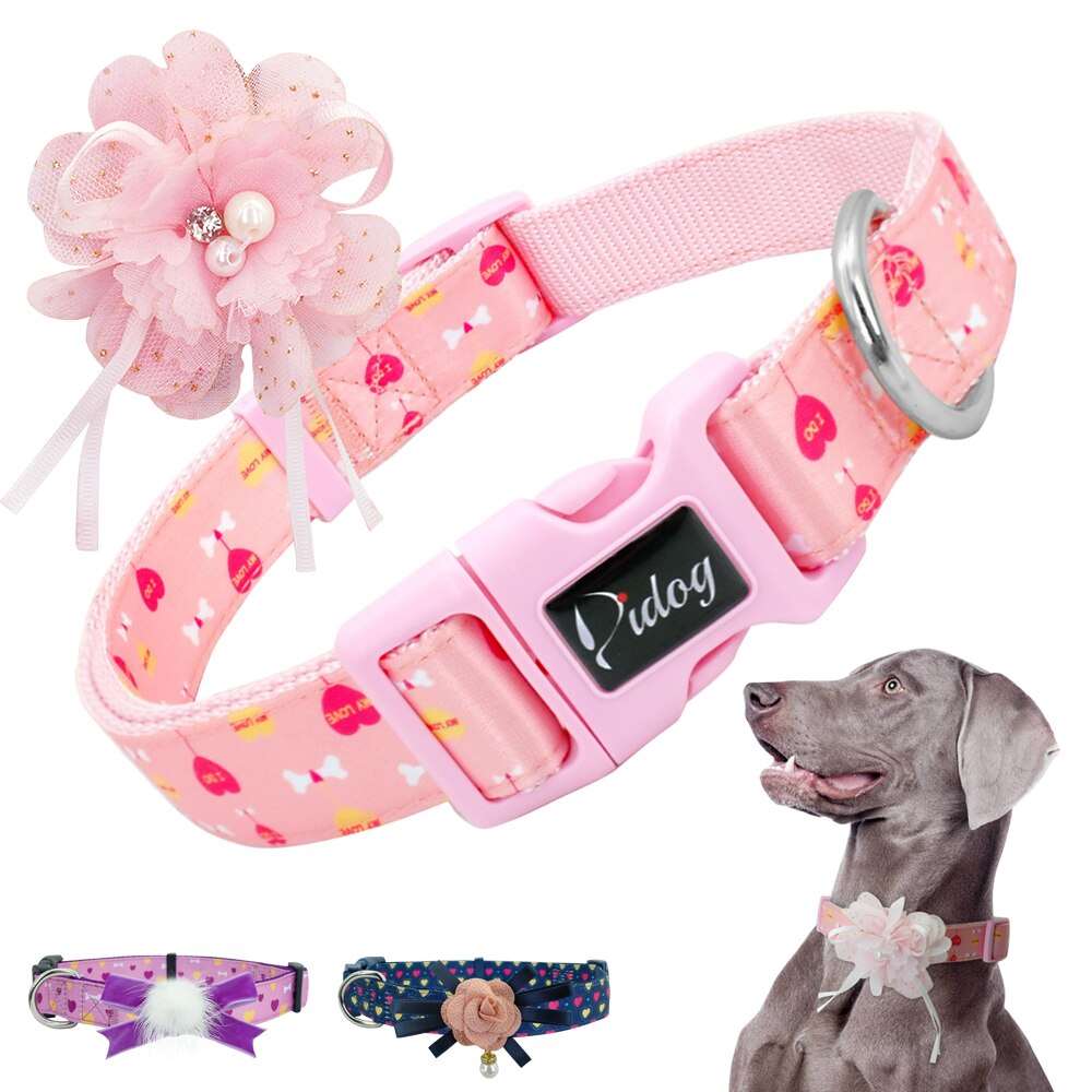 Floral Adjustable Nylon Dog Collar