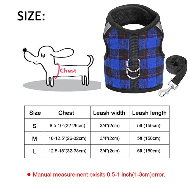 Plaid Style Dog Harness.