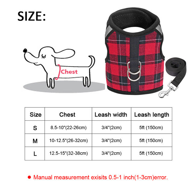 Red color dog adjustable harness 