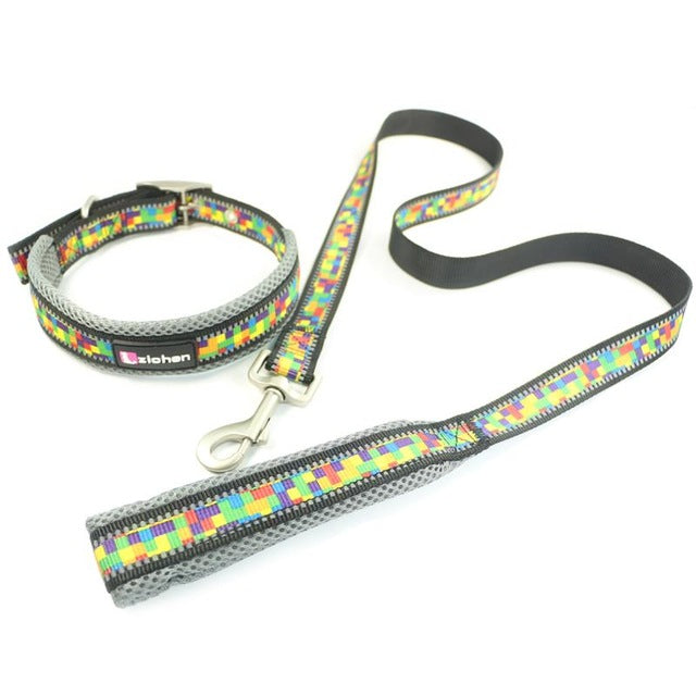 Adjustable Printing Dog leash and collar set