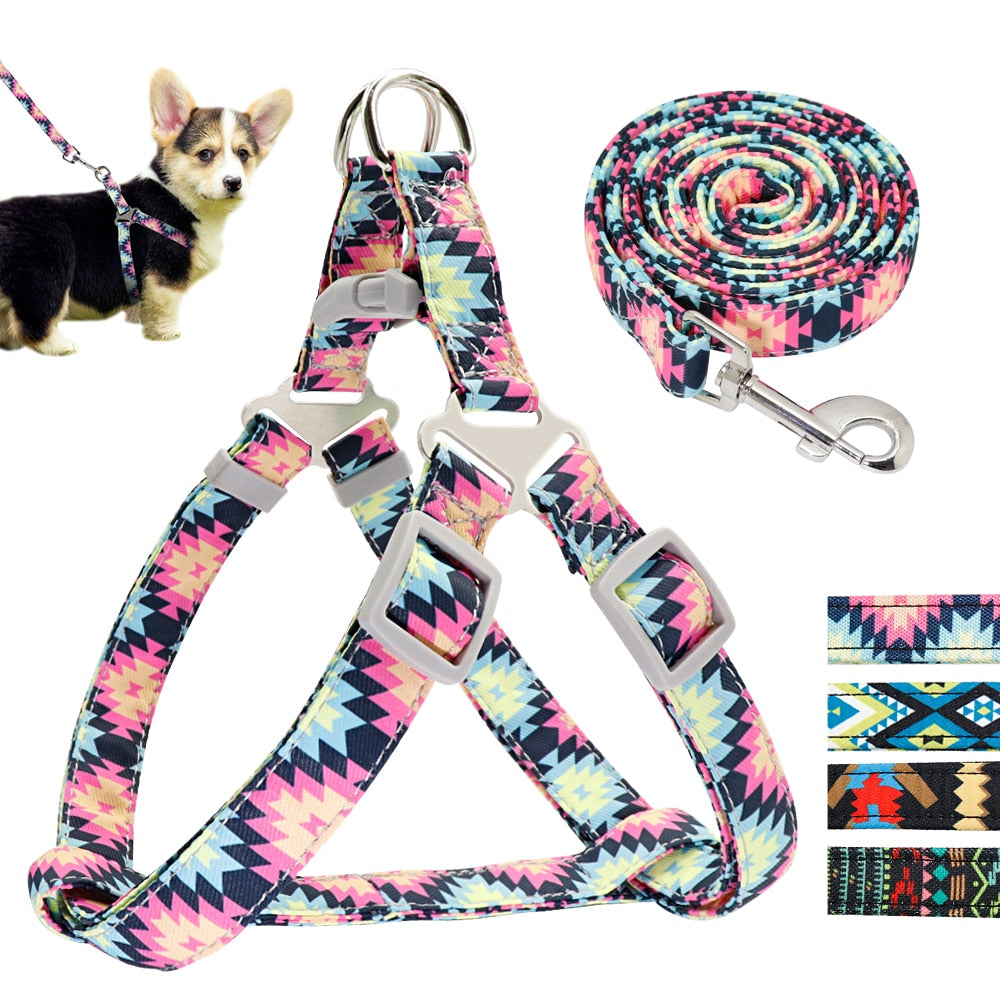 Tribal Style Adjustable Dog Harness Set