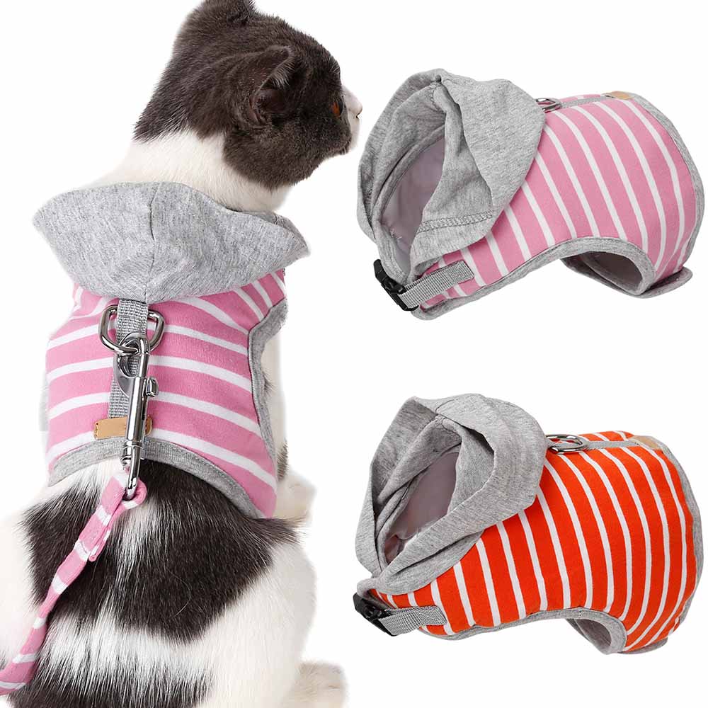 Bone Striped Harness Leash Set.