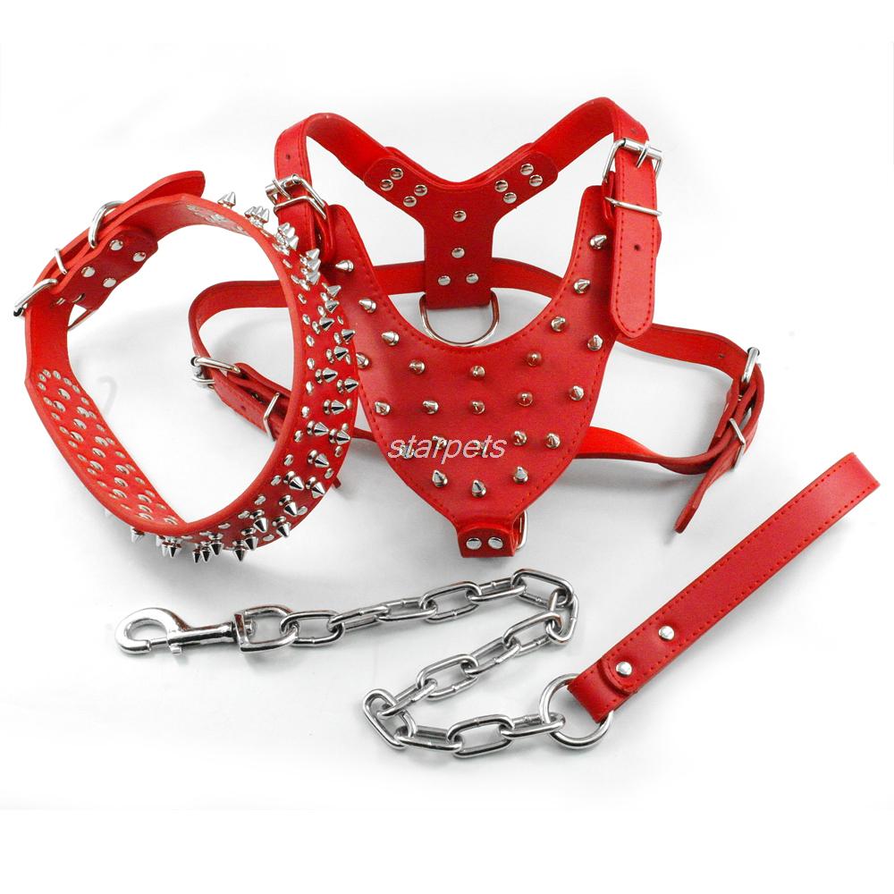 Leather Dog Harness Collar Set.
