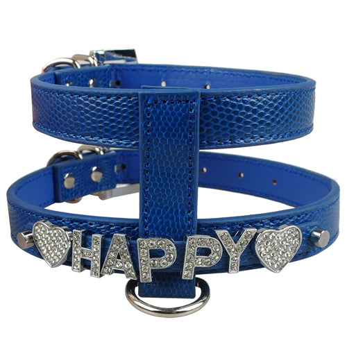 Personalized Snakeskin Leather dog harness